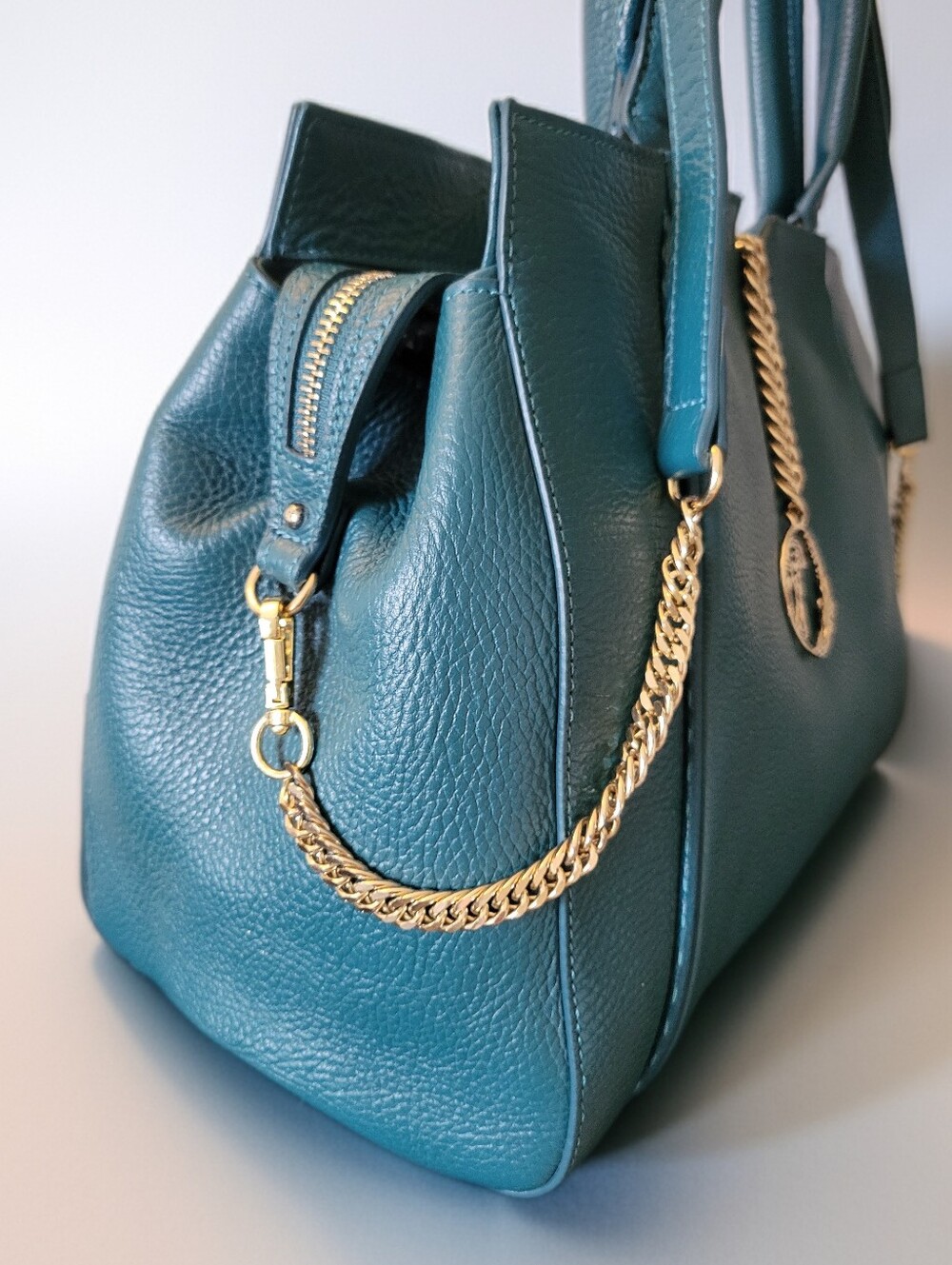 VERSACE Collection Pebbled Calfskin Leather Satchel - Picture 8 of 16